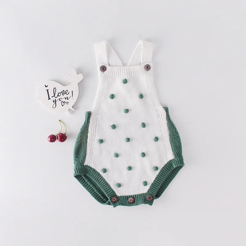 

2022 autumn handmade ball baby baby knitted wool jumpsuit with fart romper
