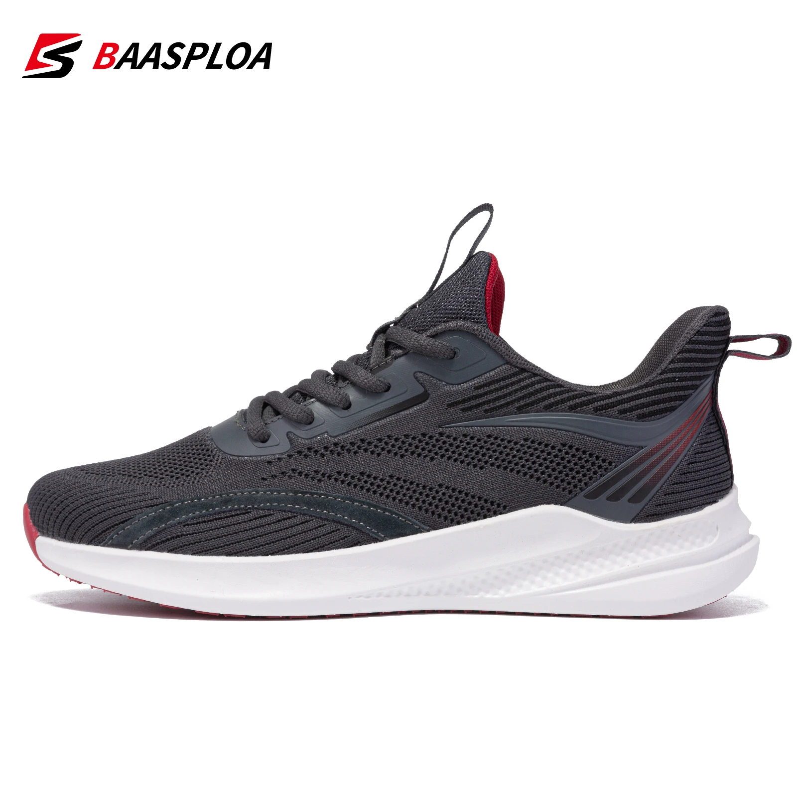 

Baasploa 2022 New Men Running Shoes Breathable Sneaker Wear-Resistant Male Sport Shoes Knit Comfortable Casual Walking Shoes