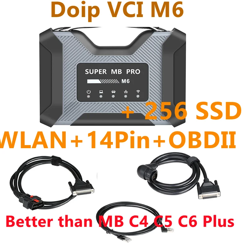 

DoIP VCI MB STAR M6 with WLAN 14Pins Trucks OBDII 16Pins Cars Cables WiFi Simple Star Diagnosis Coding Program Online Functions