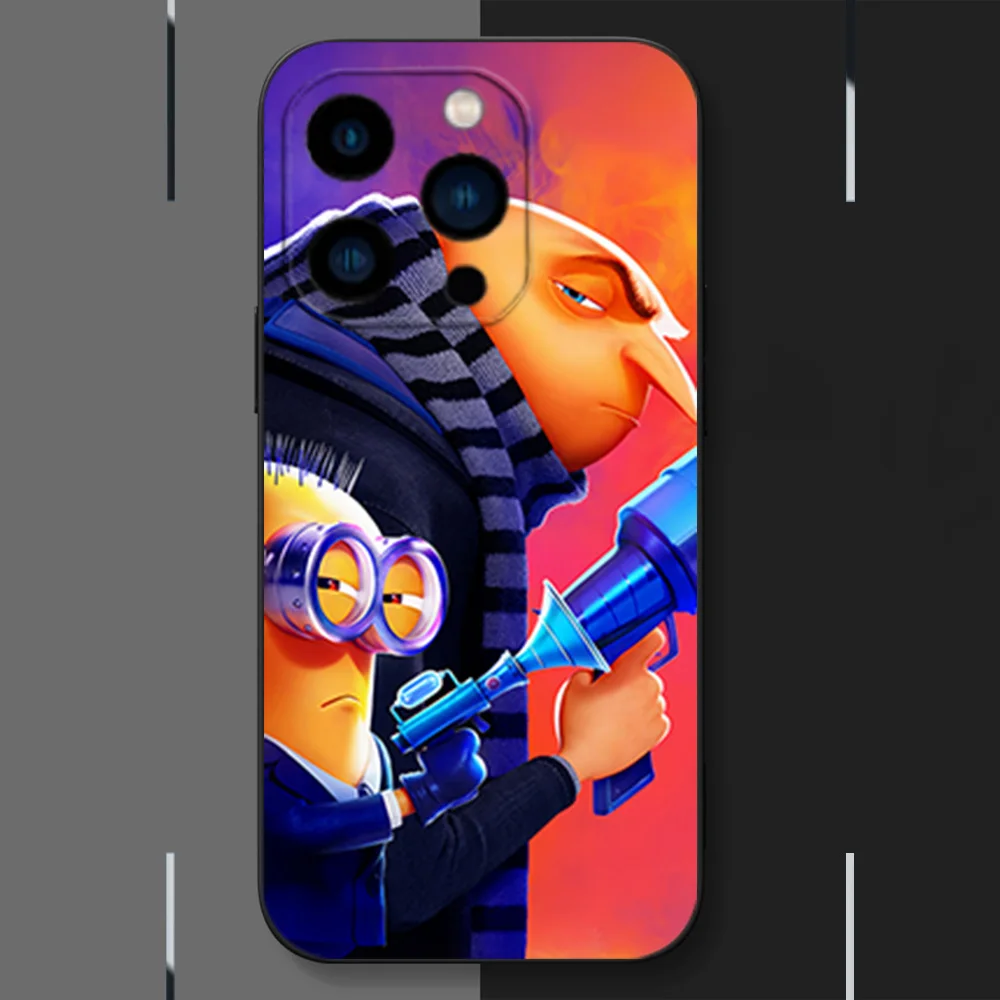 Милый чехол для телефона MINISO M-Minionss iPhone 12 11 13 14 15 16 Max Pro Plus черный мягкий