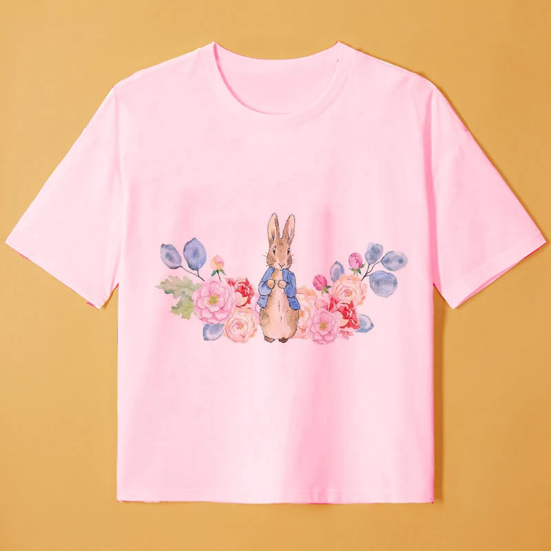 

Kids Clothes New Arrival Illustration Rabbit Romance Summer Comfortable Lovely Toddler Girls Short Sleeve Cartoon Cute T-Shirt
