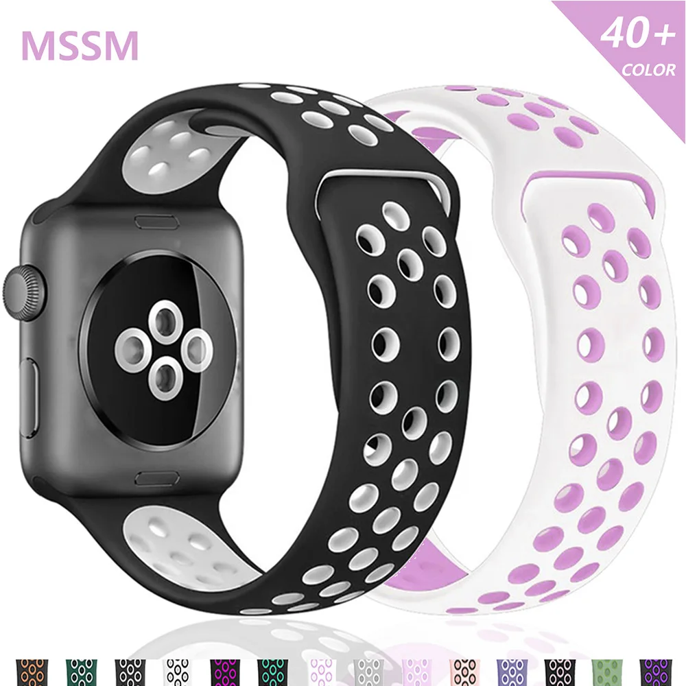 

Silicone Strap For apple Watch band 44mm 42mm 40mm 38mm Breathable Accessories Sports watchband bracelet iWatch 7se6543 45mm41mm