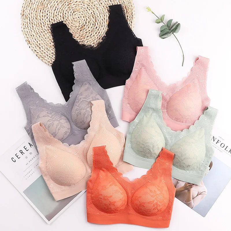 

Женский латексный бюстгальтер без косточек Fallwseet, кружевное нижнее белье, Бесшовные Спортивные Бюстгальтеры для йоги, летние кружевные май...