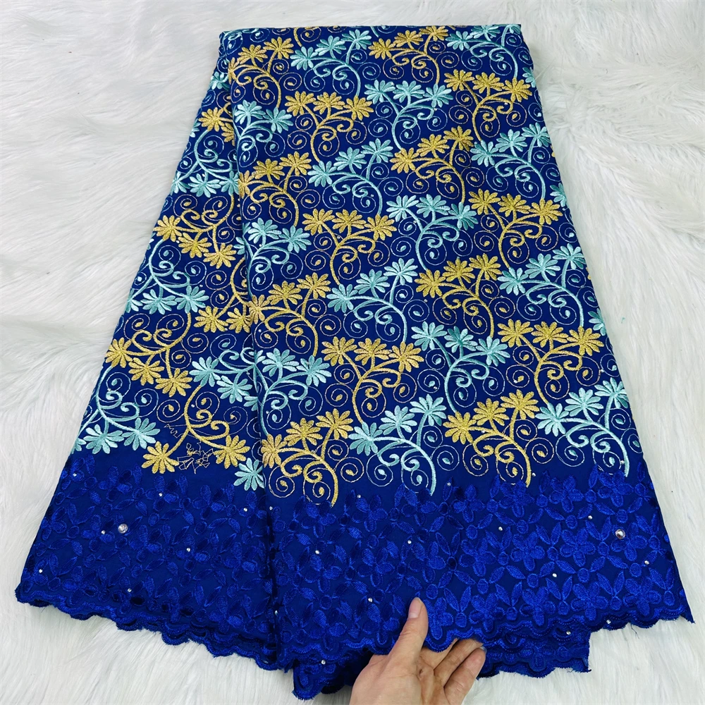 

2023 Hot Deals African Lace Fabric With Headcloth High Quality Swiss Voile Lace Small Holes Dubai Laces 5 Yards For Wedding Sew