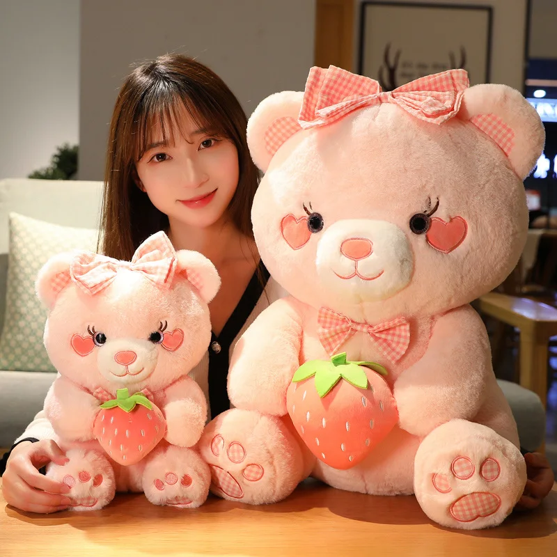 

2023 New Kawaii Strawberry Bear Plush Toy Cute Soft Stuffed Animals Bear Dolls Big Size Plush Toys for Girls Kids Birthday Gifts