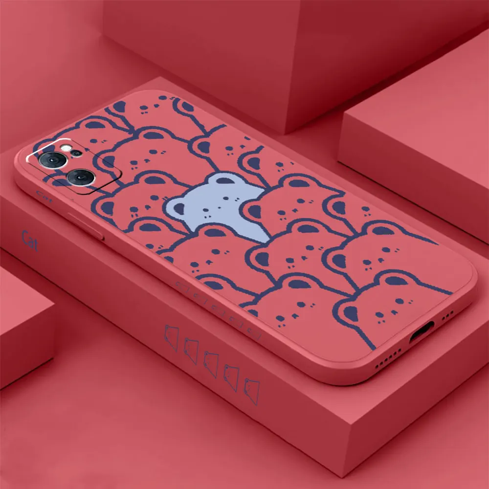 

Stunned Bear Phone Case For OPPO RENO 9 8 7 7SE 6 5 4 4SE 3 PRO PLUS 4G 5G Colour Liquid Silicone Cover Funda Cqoue Shell Capa