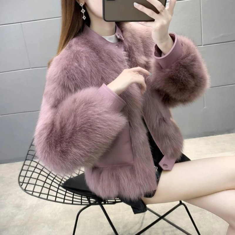 2022 Winter New Women Plush Jacket High Quality Mid Length Single Breasted Fleece Warm Faux Fur Coats Elegant Female Clothing
