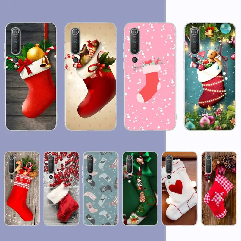 

FHNBLJ Christmas stocking Phone Case for Samsung S21 A10 for Redmi Note 7 9 for Huawei P30Pro Honor 8X 10i cover