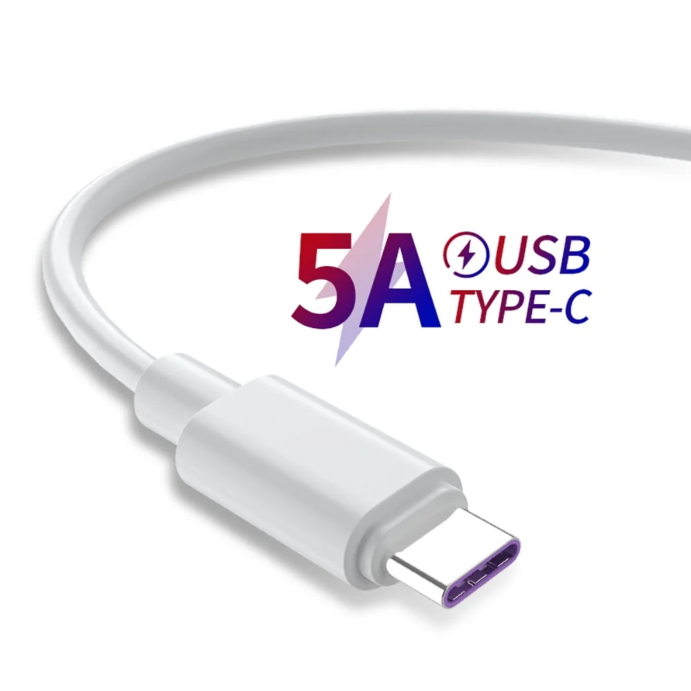 

Fast Charge 5A USB Type C Cable For Samsung S20 S9 S8 Xiaomi Huawei P30 P40 Mate 30 Mobile Phone Charging Wire White Cable
