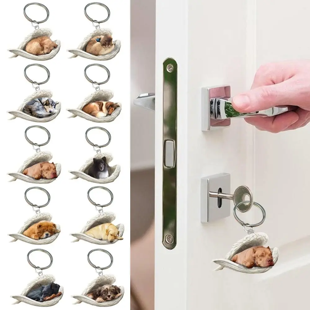 

Car Accessories Wing Dog Keychain Multipurpose Bag Pendant Acrylic Sleeping Angel Pendants Dog Key Ring Pet Enthusiasts