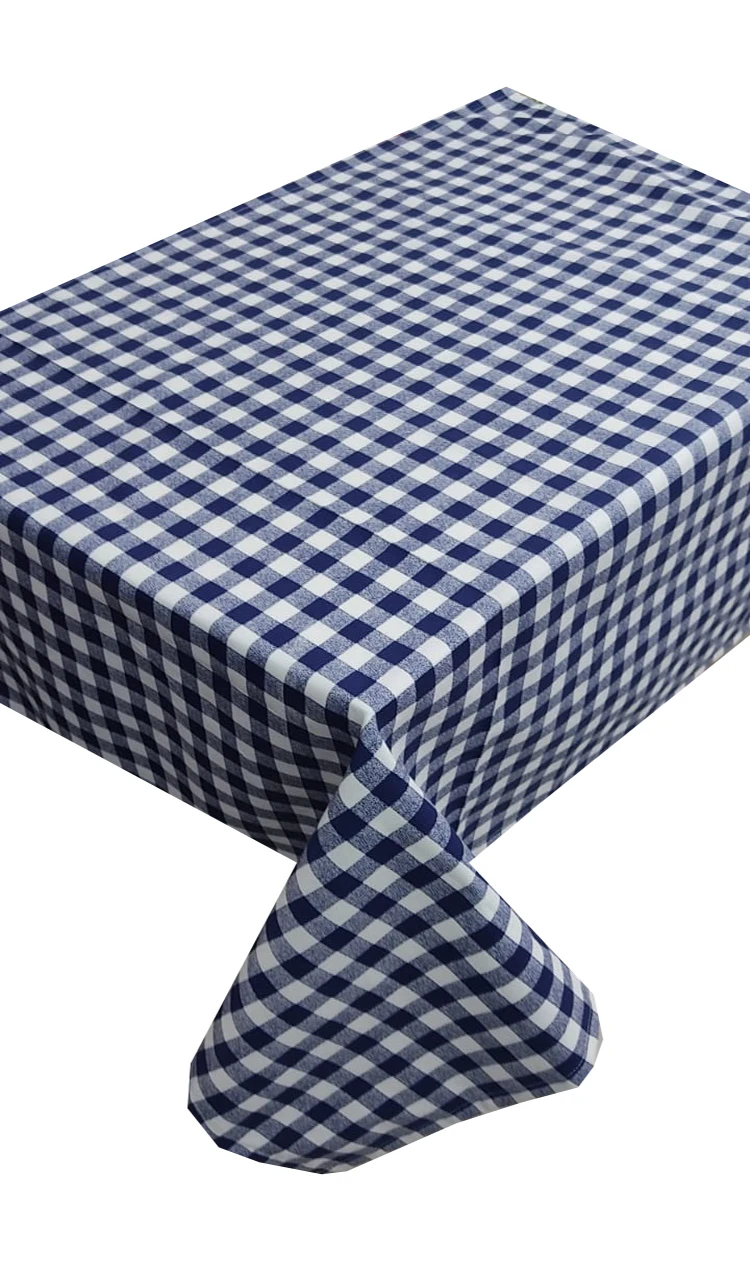 Zeren Home Navy Blue White Plaid Carefree Table Cloth 140x140 cm | Дом и сад