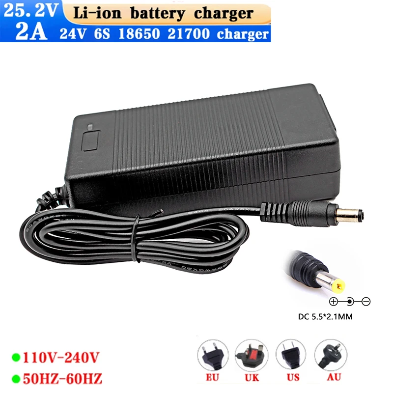 

25.2V 2000mA 25.2V 2A DC5.5*2.1mm Universal AC DC Power Supply Adapter Wall Charger For lithium battery pack EU/AU/US/UK Plug