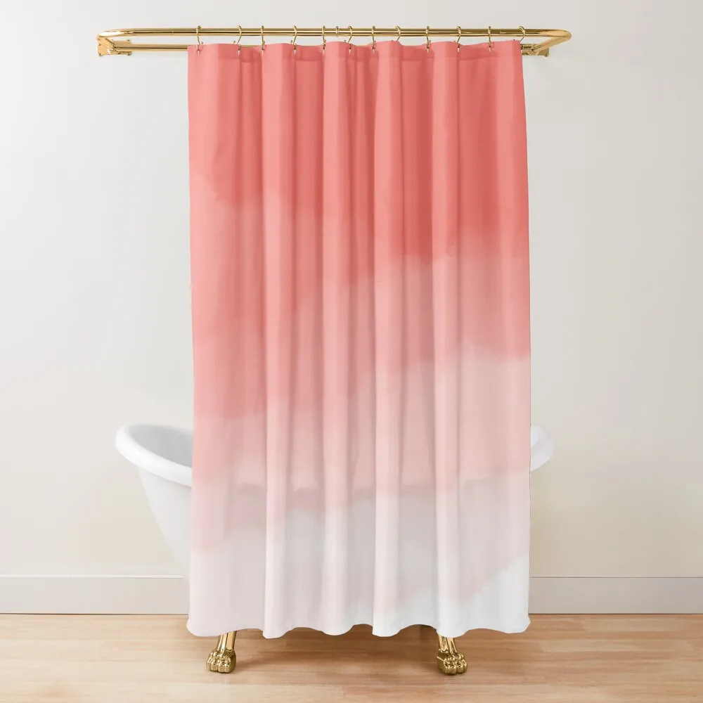 

Living Coral Watercolor Ombre (Pantone Living Coral) Curtain For Bathroom Coquelicot Blackout Curtain Shower Curtains