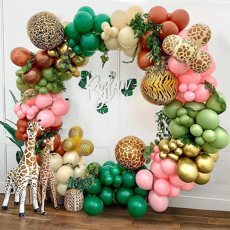 

Sage Green Pink Gold Balloon Arch Garland Kit for Jungle Themed Birthday Party Wedding Baby Shower Home Decor Graduate Supplies