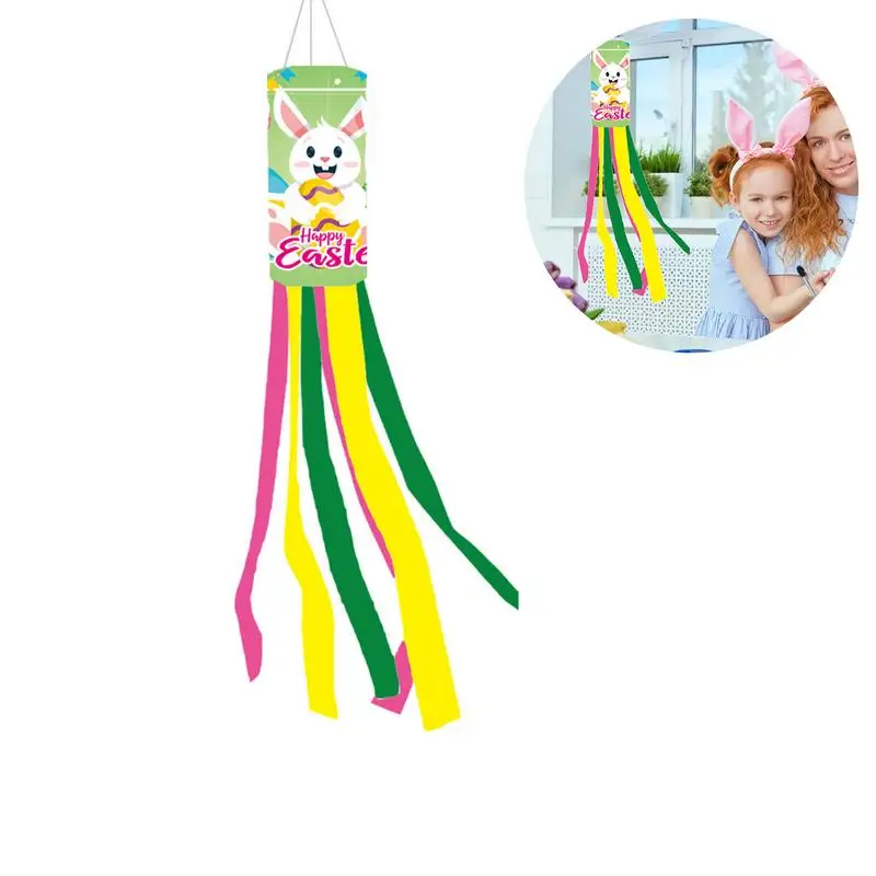 

Easter Day Windsock Bunny Tail Decorative Windsock Happy Easter Wind Bag For Party Hangings Home Outdoor Garden Yard Decoration