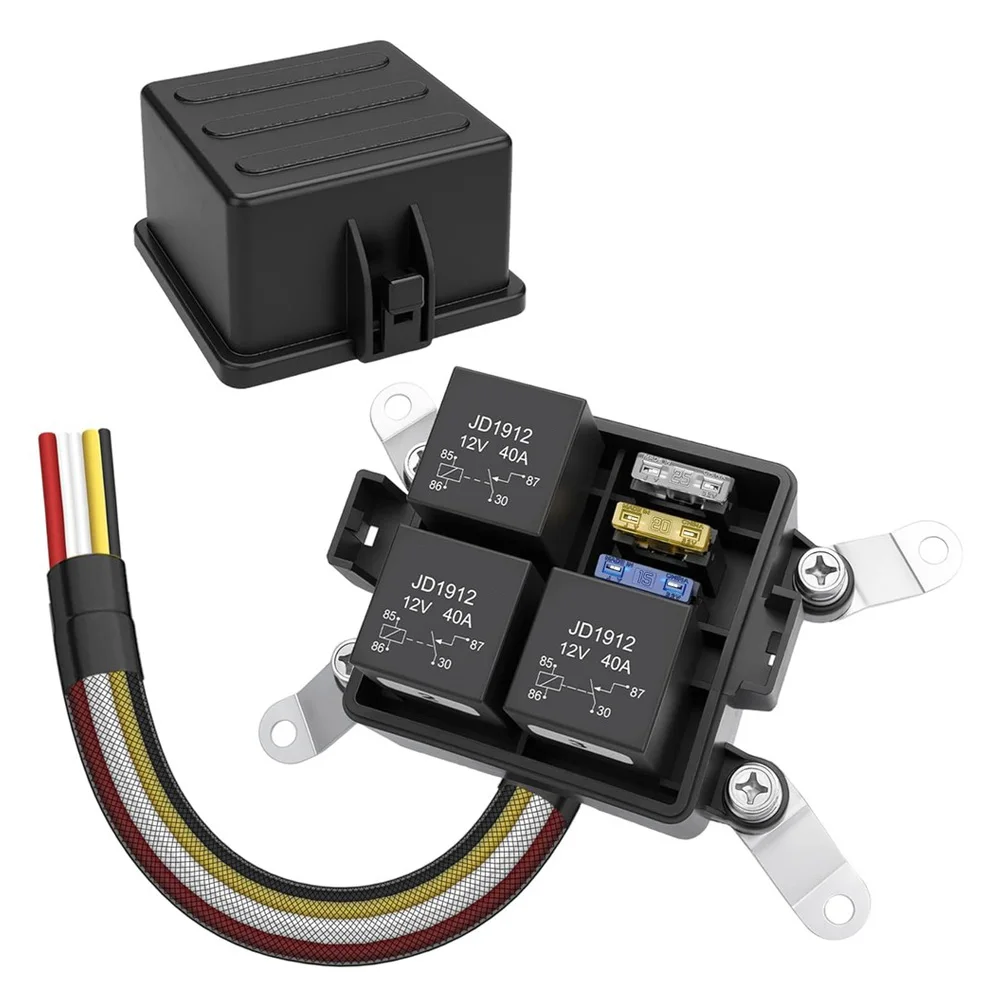 

Водонепроницаемая коробка реле предохранителя 12 В с 3-сторонними слотами предохранителей, 4-контактный, 5-контактный, подходит для реле 40 А в транспортных условиях