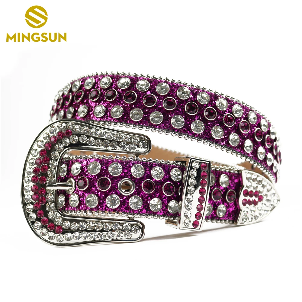 Women’s Rhinestones Belt Western Cowgirl Cowboy Bling Studded Leather Belt for Jeans Pants Waist Belt Shiny Diamond Belt Men