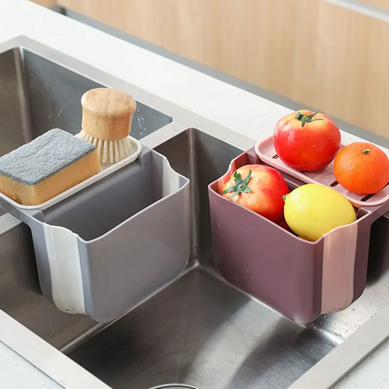 

Sink Drain Basket Shelf Soap Sponge Drain Rack Kitchen Storage Telescopic Draining Basket Kitchen Wash Sink Accessories
