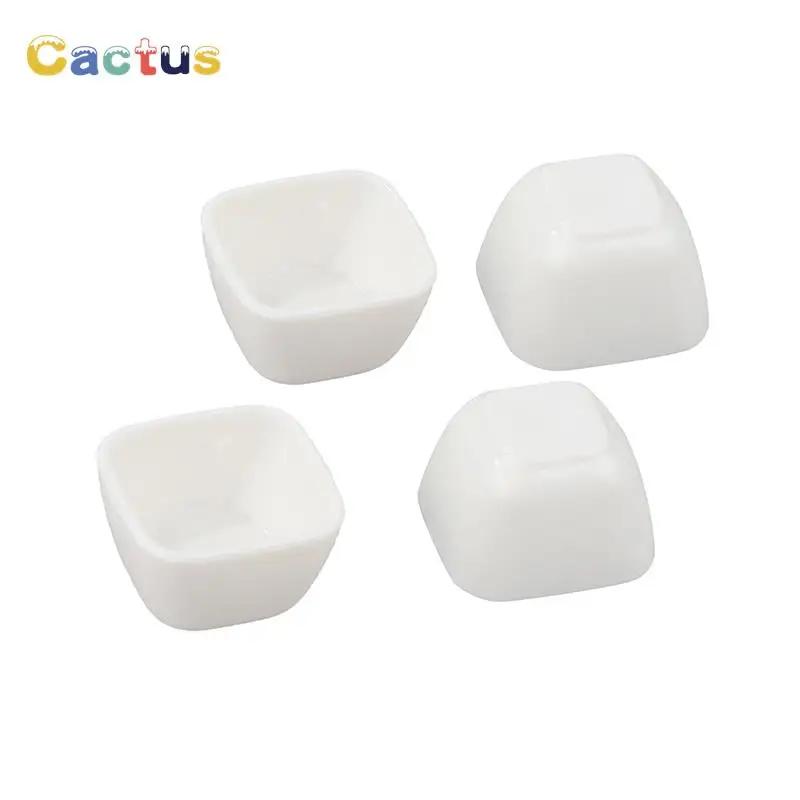 

4Pcs 1:12 Dollhouse Miniature Bowl Square Bowl White Rice Bowl Model Tableware Kitchen Living Scene Decor Toy