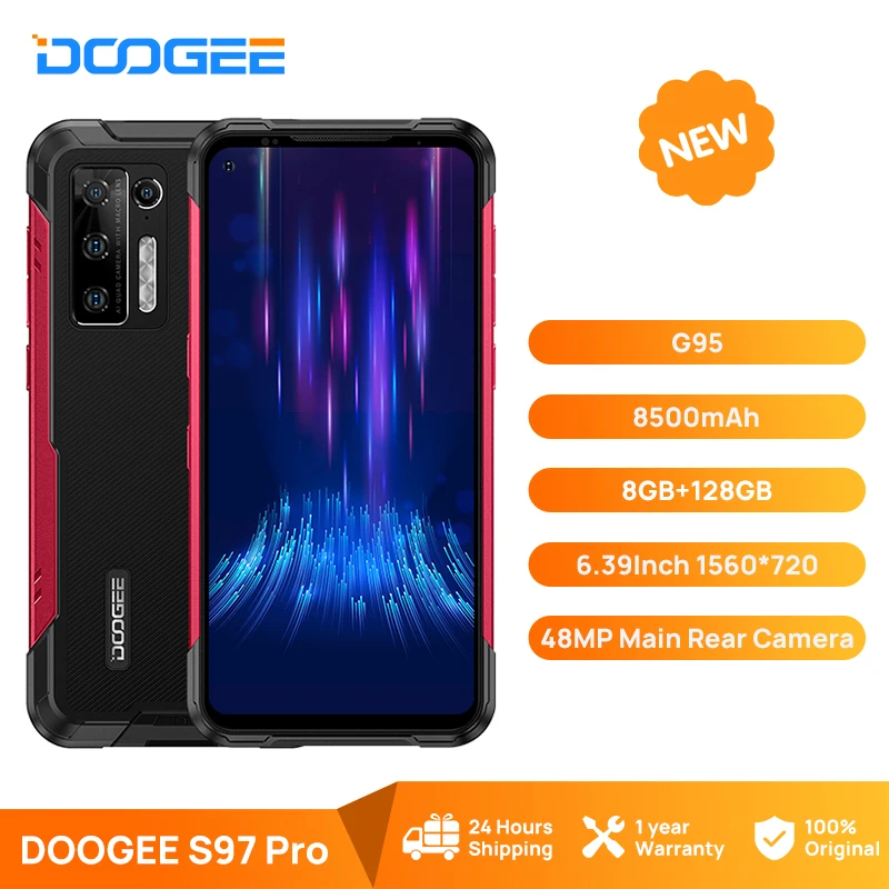 2021 DOOGEE S97 Pro Rugged Phone 40m Laser Rangefinder 48MP QuadCamera Cellphone Helio G95 Octa Core 8GB+128GB SmartPhone NFC