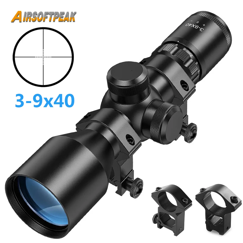 

3-9x40 Compact Rifle Scope Tactical Riflescope Hunting Optical Sight Crosshair Reticle Shooting Rifle Scope for 11/20mm Rail