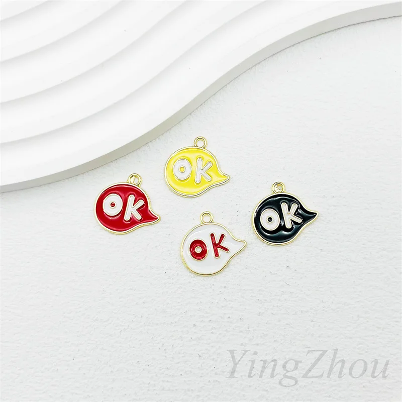 40pcs Simple Words Hi Ok  OMG Cool Drip Alloy Accessories For Earrings Necklaces Mobile Phone Chains Making DIY Handcrafted