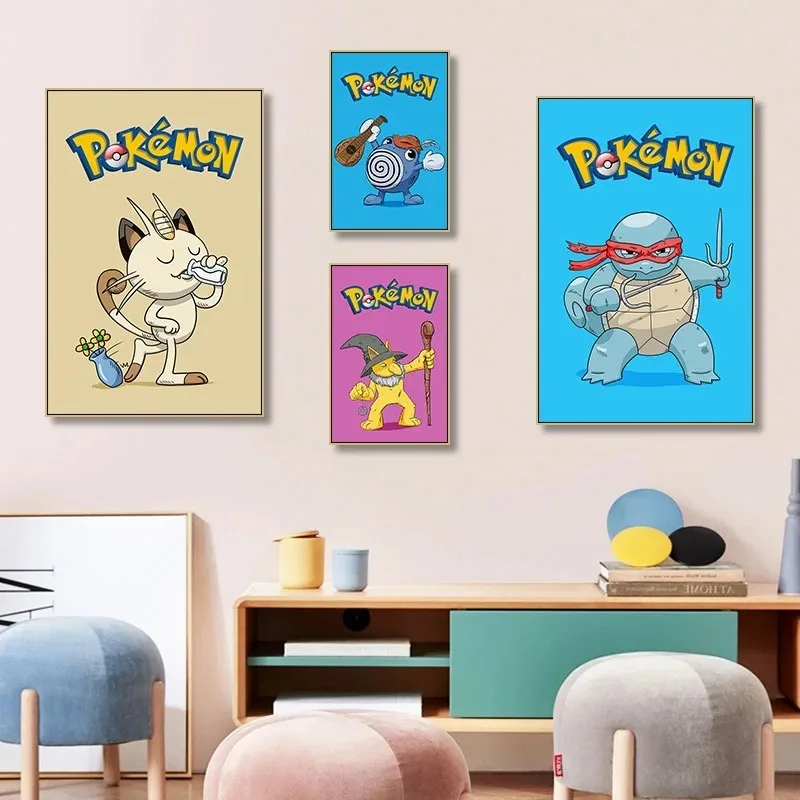 Настенная декоративная живопись с изображением покемона детская комната