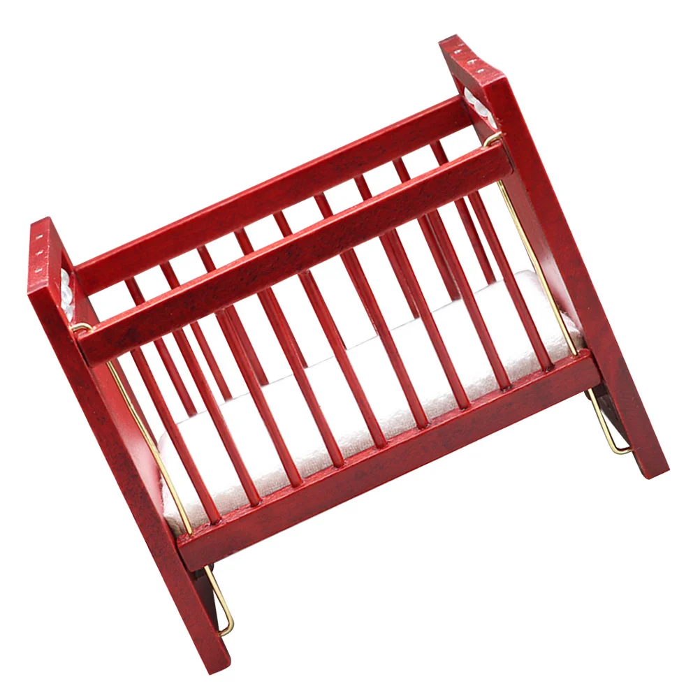 

Miniature Kids Bed Wooden Bed Model Miniature Bed Ornament DIY Accessory for Kids
