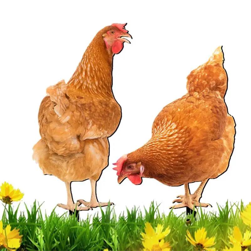 

Chicken Garden Decor Hen Garden Stake Acrylic Rooster Decor Ground Plug Realistic Poultry Sculpture For Yard Lawn Patio Garden