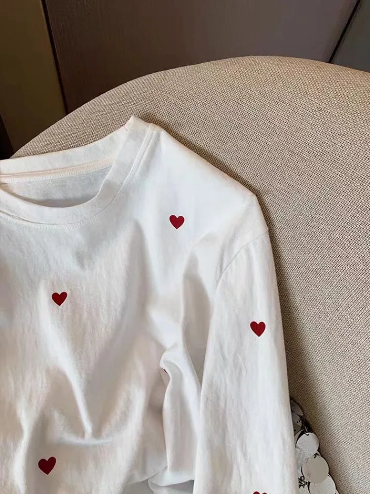 Белая рубашка с длинными рукавами и принтом Любовь женская весна 2023 новый