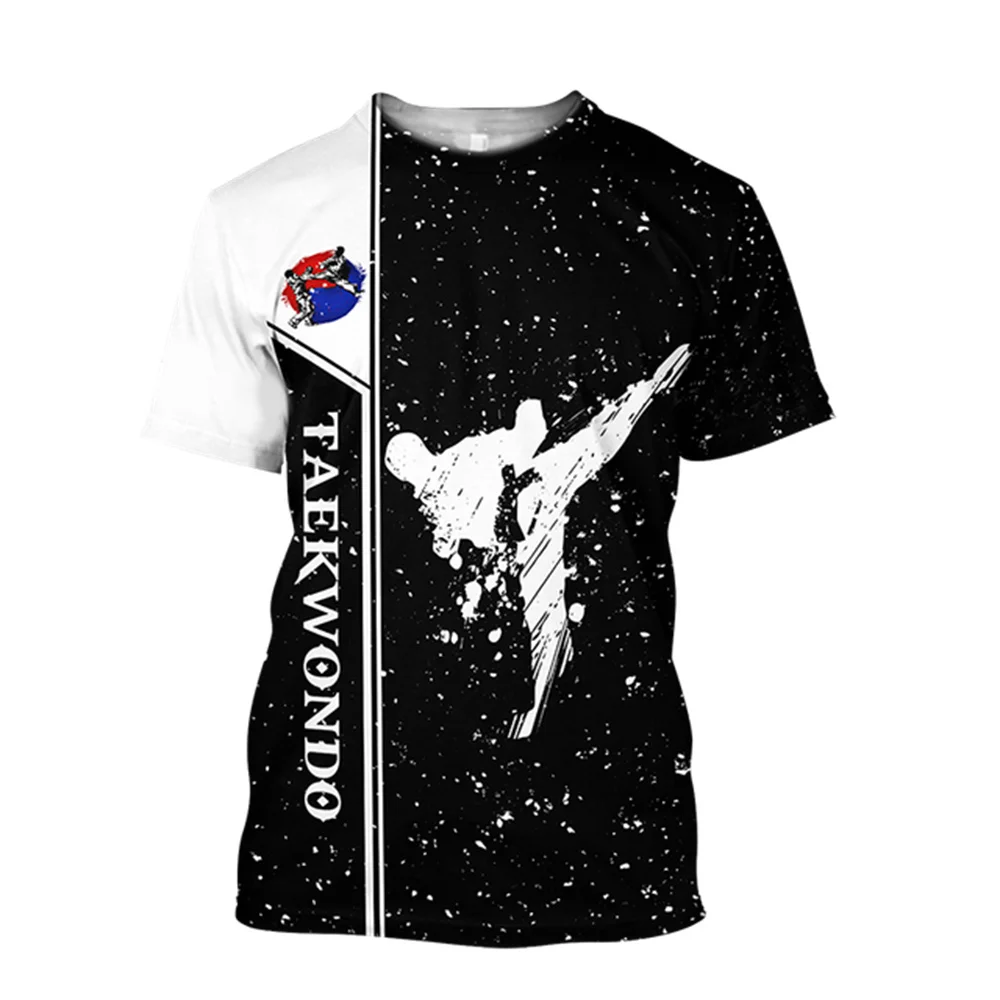 

2023 Leisure Trend Taekwondo Pattern Printed Men's T Shirt Round Neck Loos Top Breathable Comfortable Summer Oversized Clothing
