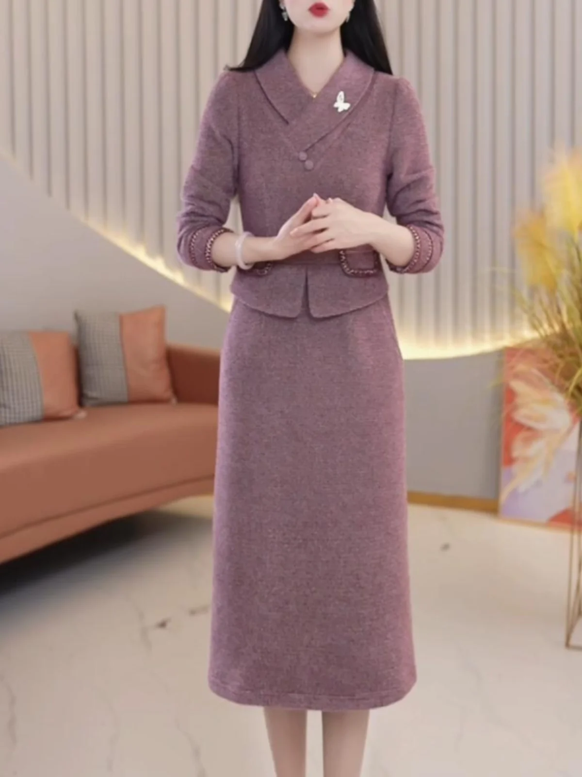 Достойное элегантное утепленное платье для женщин осень 2023 новое женское