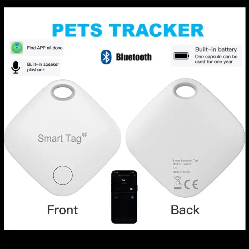 

Mini Smart Tag Blue Tooth Anti-lost Locator Pets Tracker For Dog Cat Kids Key Finder Works With Apple FindMy FMI Via IOS System