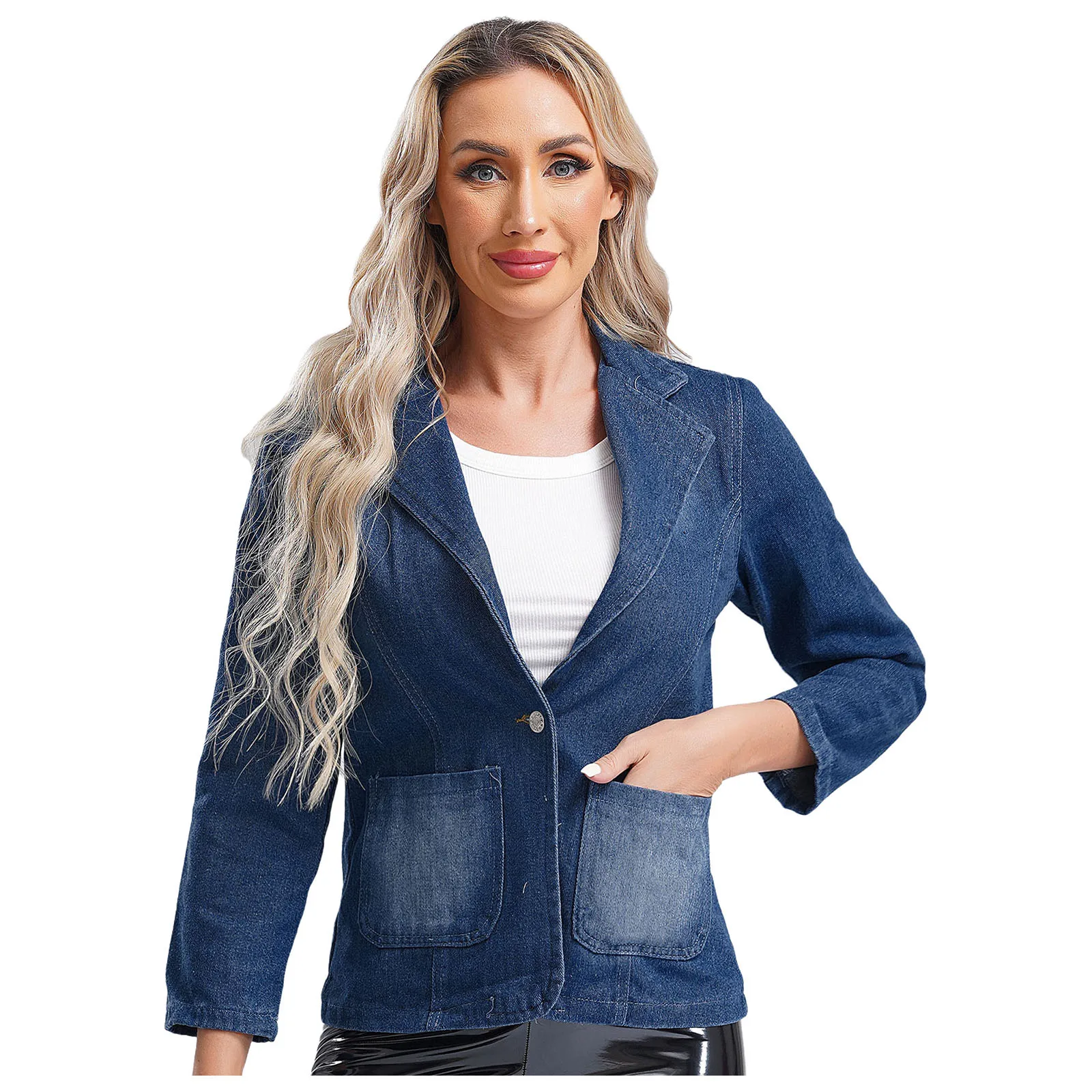 Женское весенне-осеннее джинсовое пальто тонкая куртка с длинным рукавом и одной