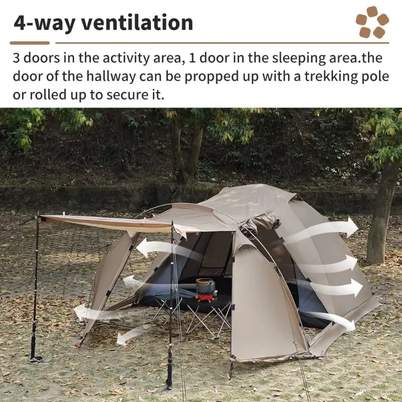 Водонепроницаемая удлиненная купольная палатка для 2 человек