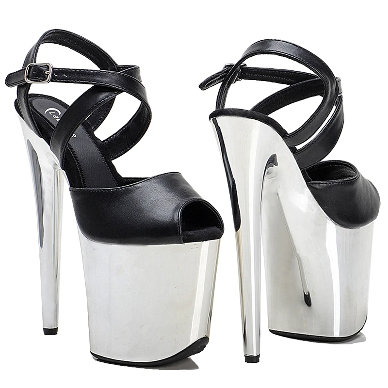 Leecabe 8Inch/20cm Matte PU Uppre with Silve  Platform Sandals  party High Heels Shoes Pole Dancing Shoes