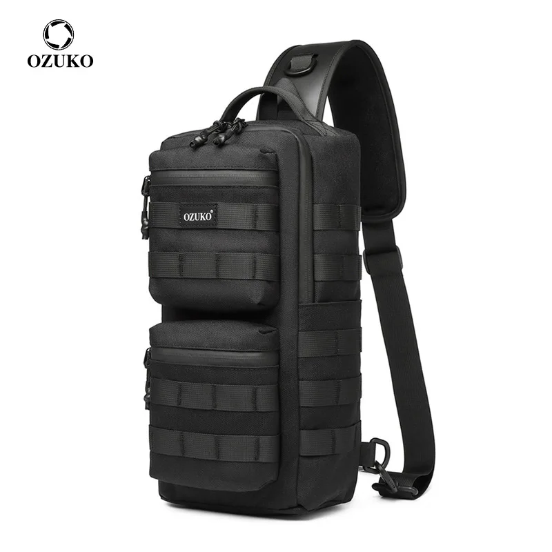 

Ozuko New Tactical Chest Bag Outdoor Sports Men's Crossspan Shoulder Bag Business Commuter Functional Waterproof Crossbody Bag