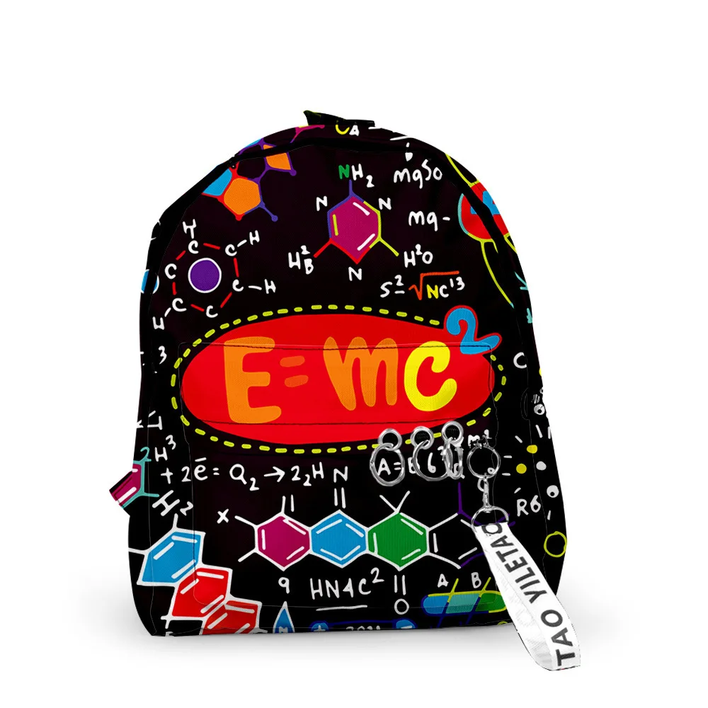 

Mathematical Formula Fun Chemistry School Bags Notebook Backpacks Boys/Girls 3D Oxford Waterproof Key Chain Small Travel Bags