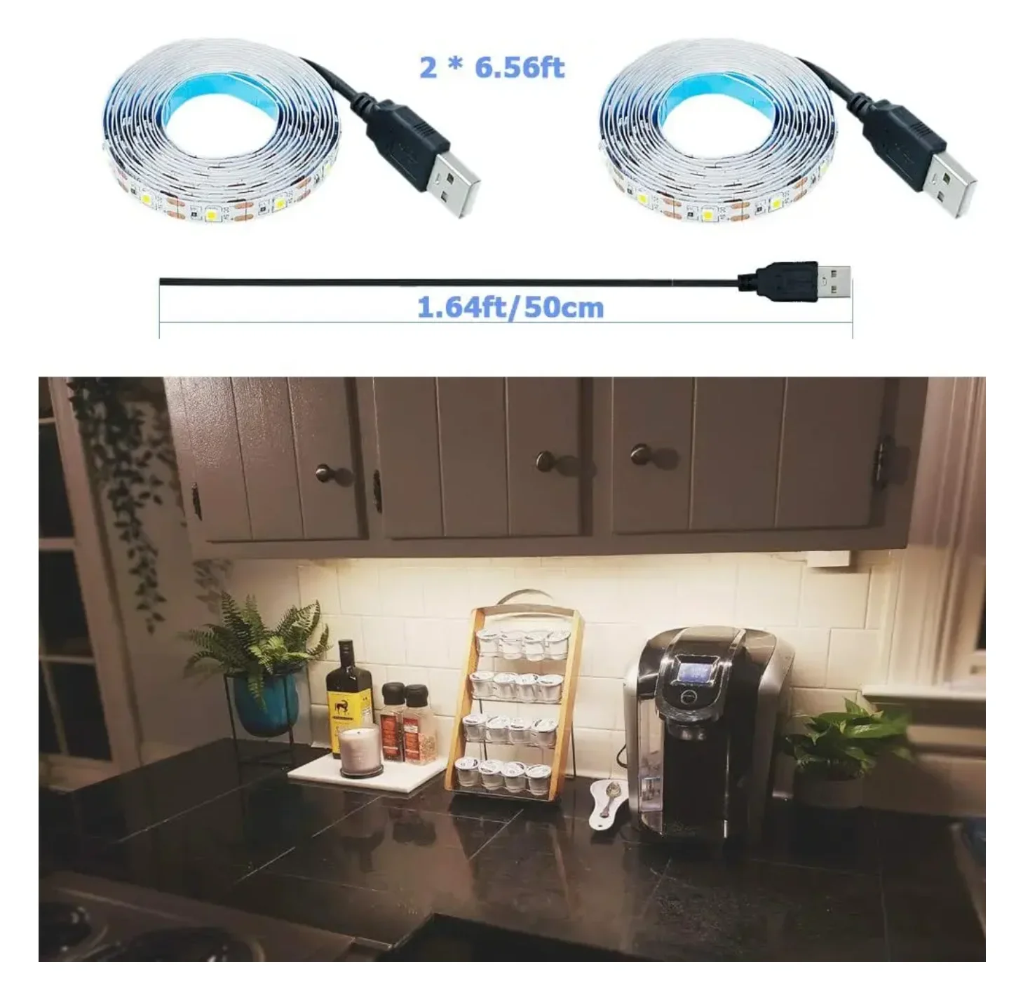 Фото Светодиодные ленты DC 5V USB 2835 – белые, теплые белые для фоновой подсветки телевизора, домашнего декора – ленточная лампа, гирлянда 1-5 м для украшения №3