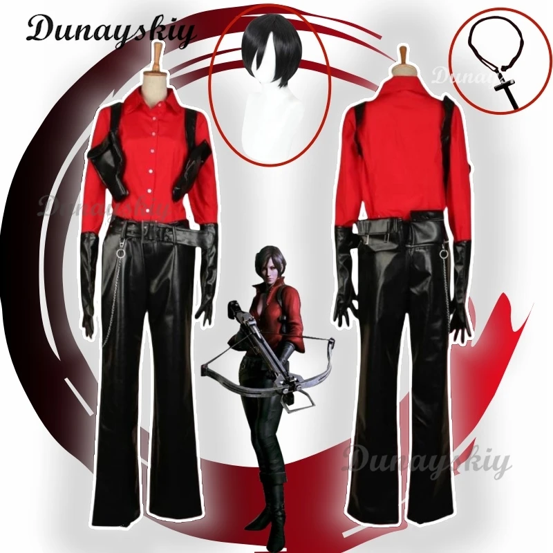 Резидент 6 Ада Вонг карнавальный костюм парик реквизит злая красная рубашка