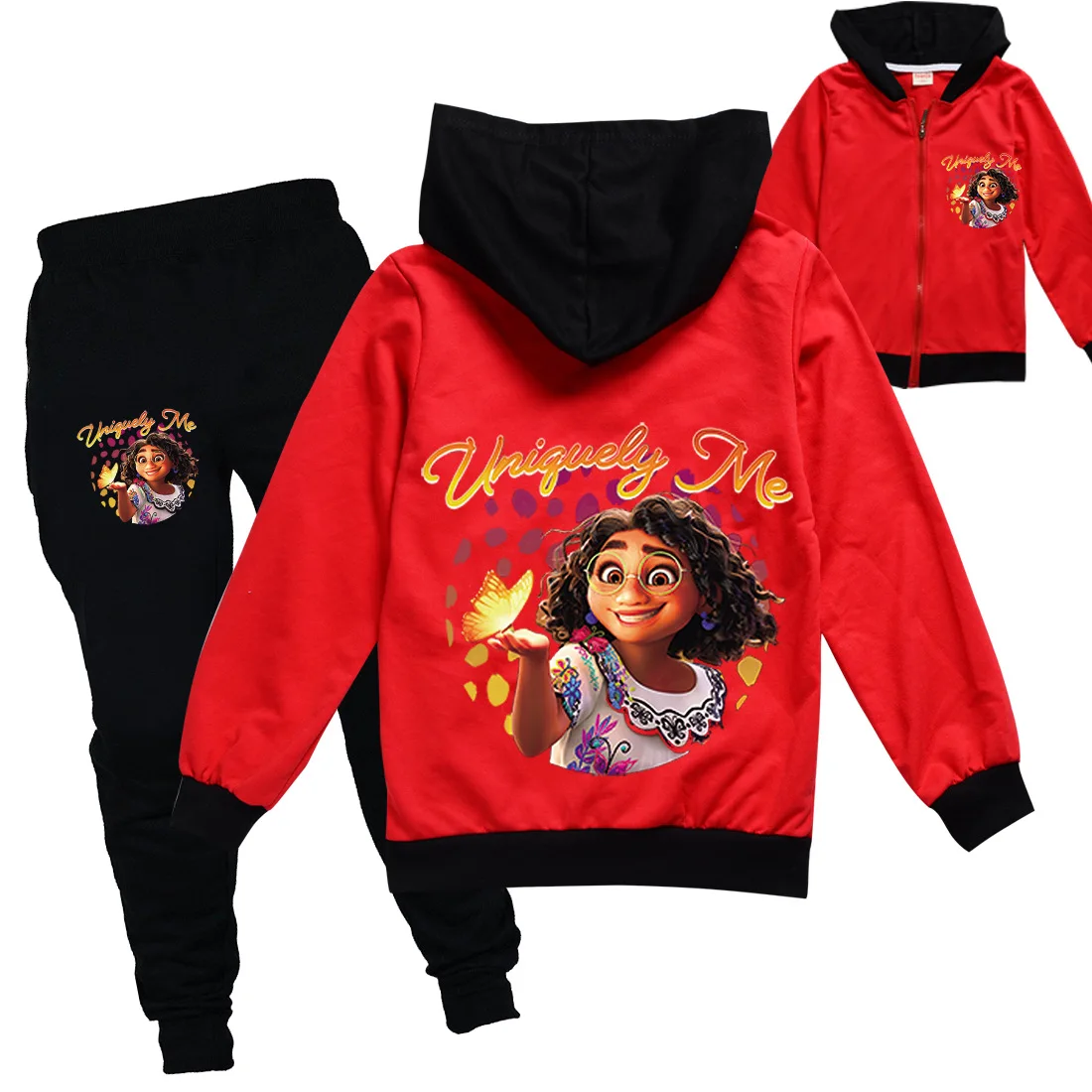 

2022 New pring and Autumn Encanto Cartoon Printing Comfortable Boys and Girls Zipper Hoodie + Pants Jacket Two-Piece Set 2-15Y