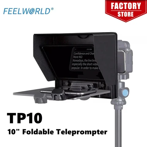 10-дюймовая телефонная камера Feelworld TP10, складной телесуфлер с поддержкой горизонтальной и вертикальной съемки