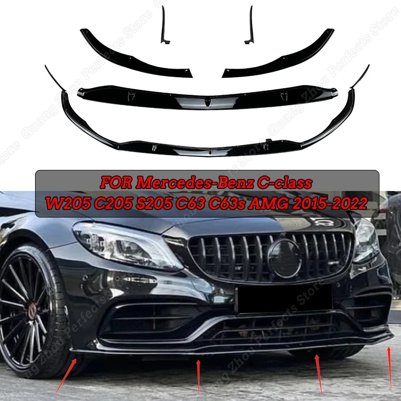 

Сплиттер для переднего бампера автомобиля, спойлер для Mercedes Benz W205 C205 S205 C63 AMG 2015-2022, комплект для тюнинга кузова, аксессуары для диффузора