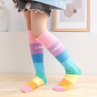 spring autumn girls cotton ankle short lovely socks rainbow multicolor kids children knee high socks infant baby over knee socks