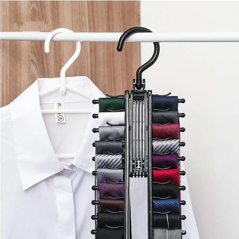

20 Row Belt Storage Rack Adjustable Tie Storage Rack Household Tie Shelf Silk Scarf Artifact Cabinet Organizer Hangers For Home
