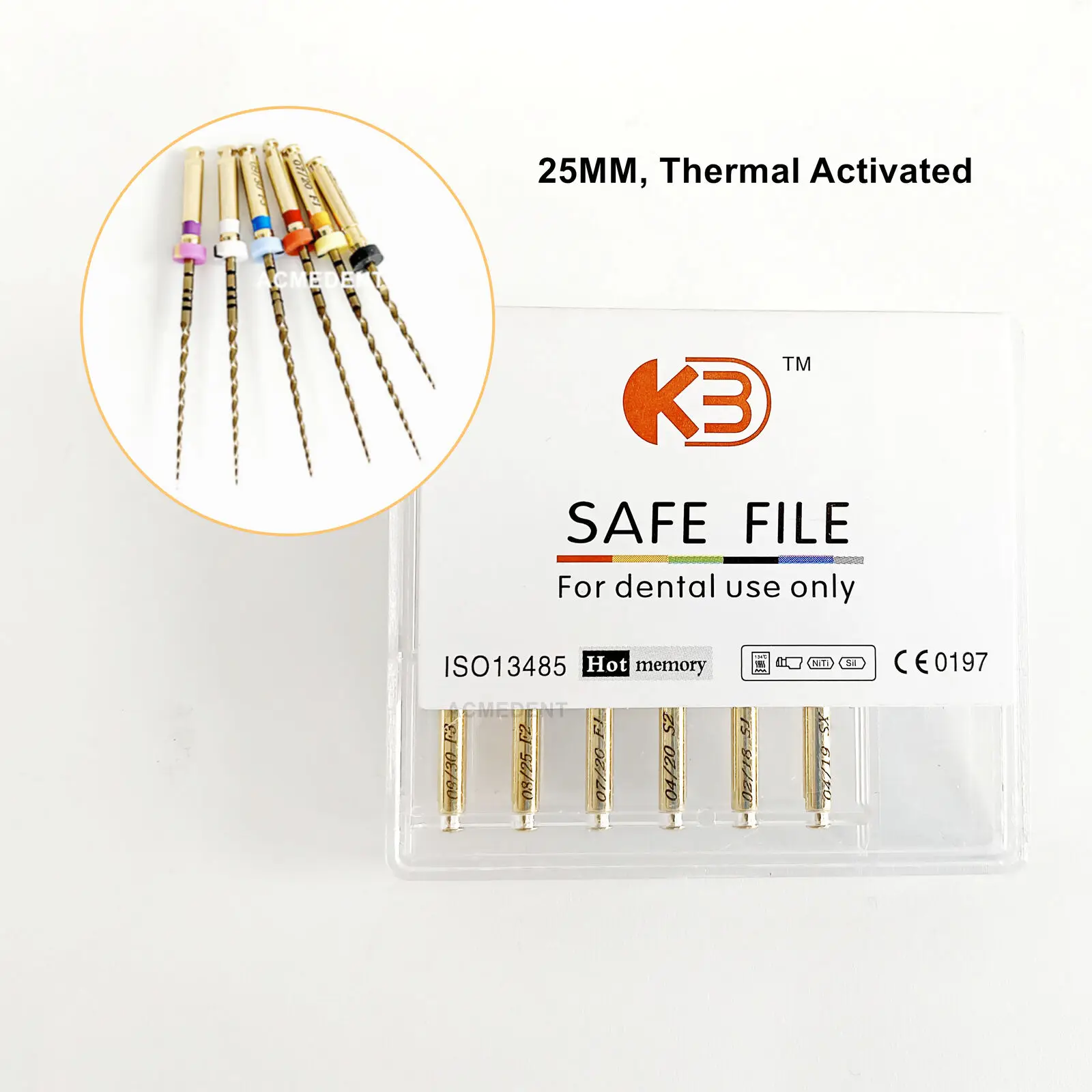 

2Box Dental Gold Rotary Files Endo Root Safe File Hot Thermal 25MM 6/Box Golden