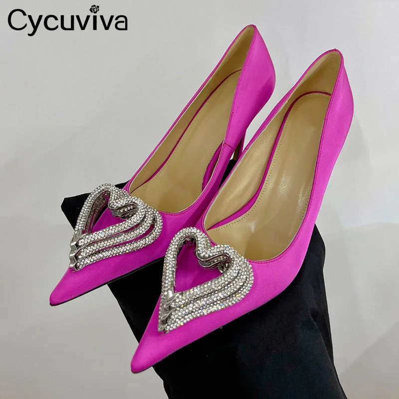 

Женские туфли на высоком каблуке, с острым носком и кристаллами