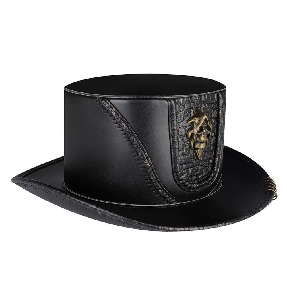 Унисекс Perfor Gentleman Fedora Streampunk из искусственной кожи черная лоскутная кепка с