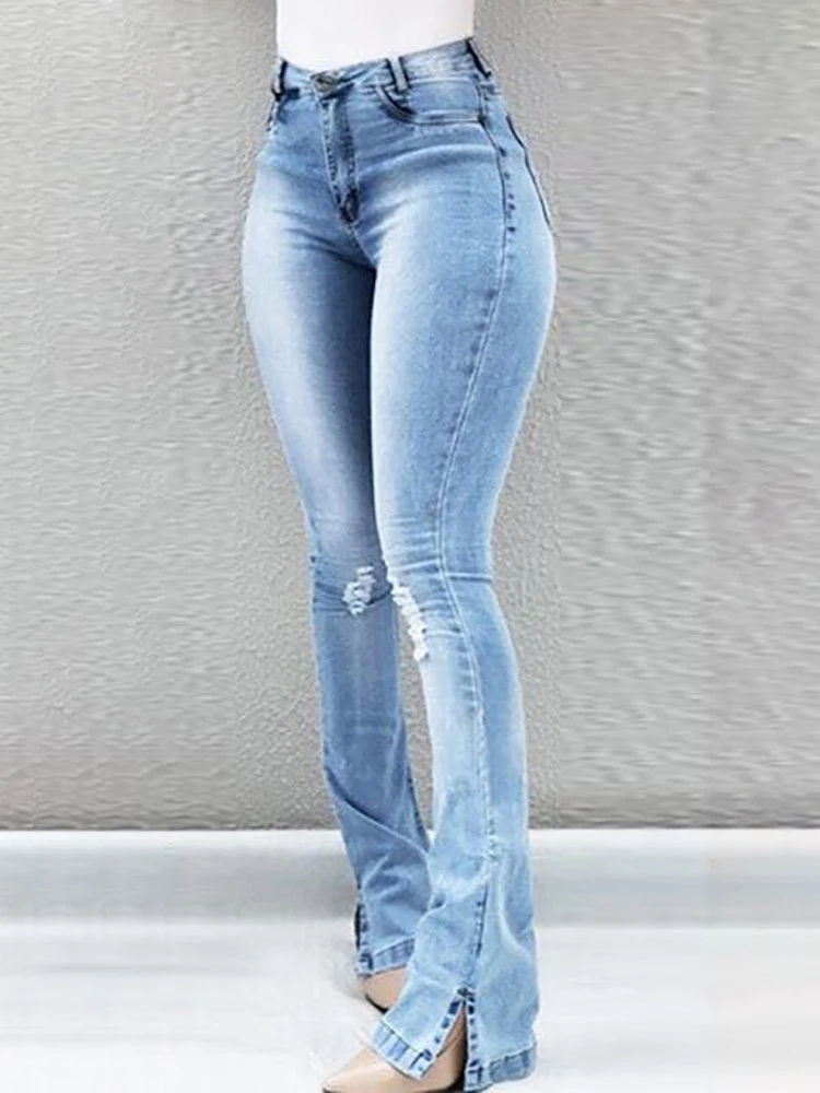 

Streetwear Vintage Quality Wide-legged Pants Women High Waist Stretch Flared Washable Flared Trousers jeans