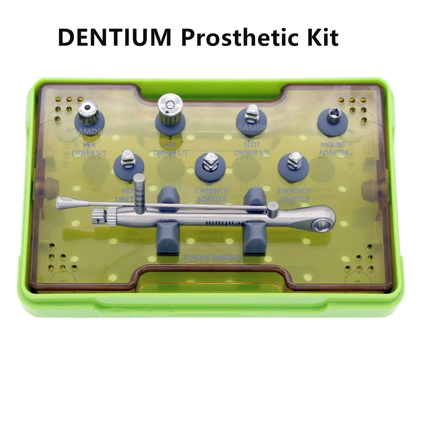 

1Set Dentium Prosthetic Kit Dental Implant Restoration Tool Torque Wrench Screwdrivers Screw Hand Hex Drivers With Box Holder